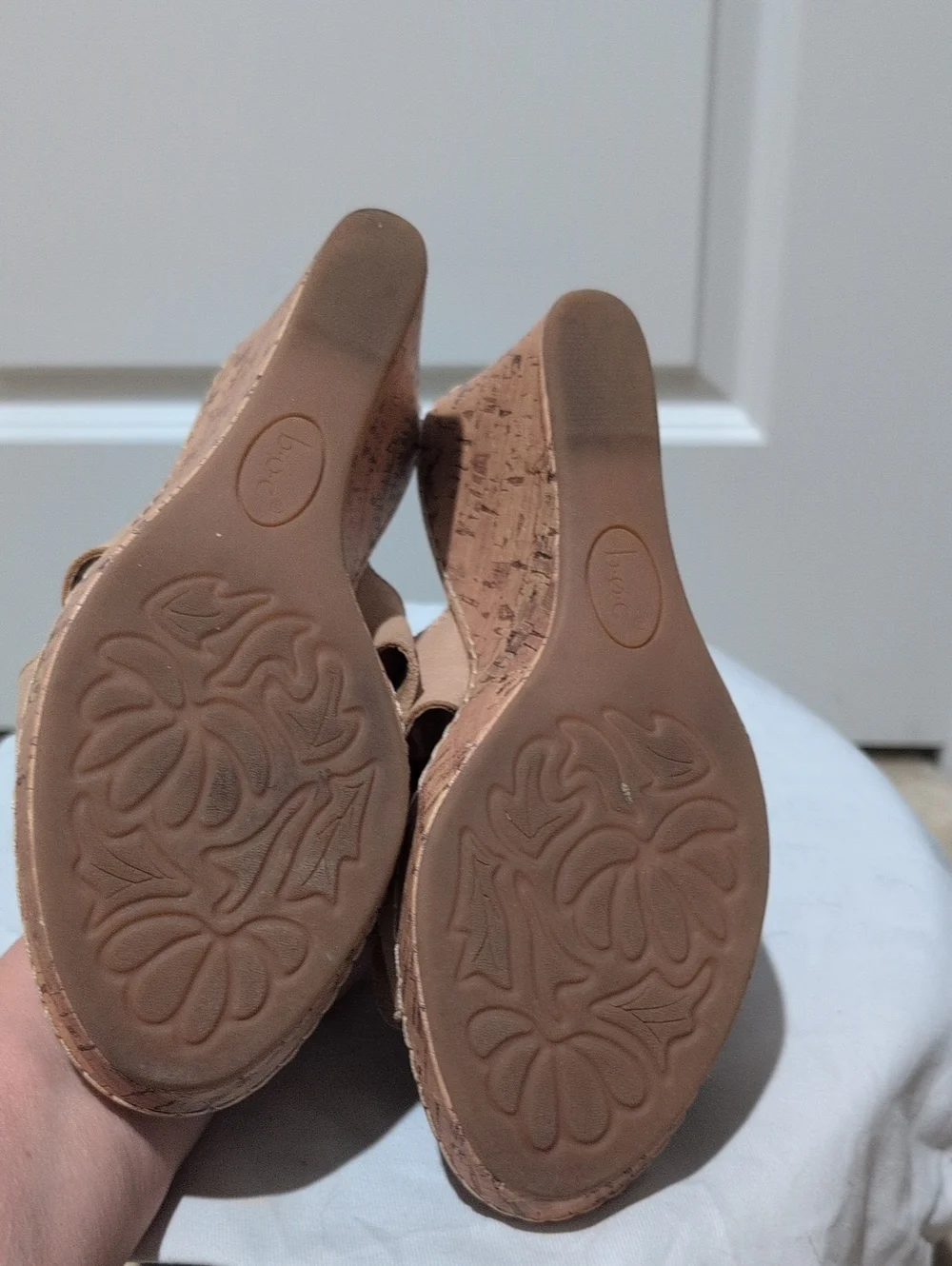 BOC Leather Upper Floral Tan Wedge